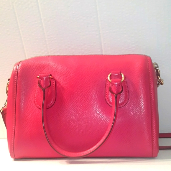 ☆Gorgeous ☆Brand New COACH Ruby Pink Leather Mini Bennett Satchel X-Body - Picture 11 of 16